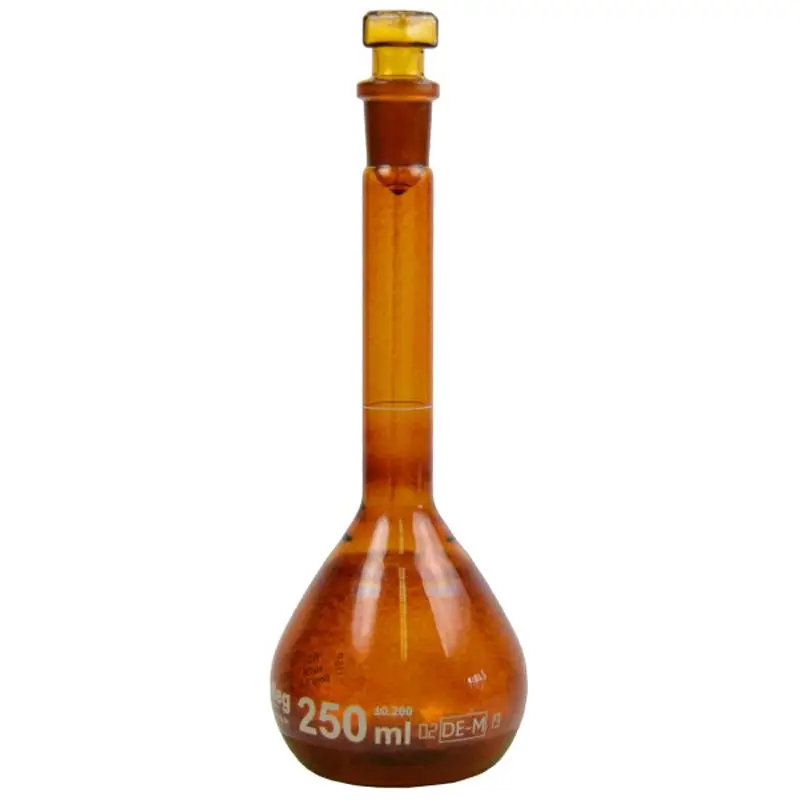 فلاسک حجمی 250 میلی‌لیتری رنگ کهربایی Witeg کد 367002519 USP